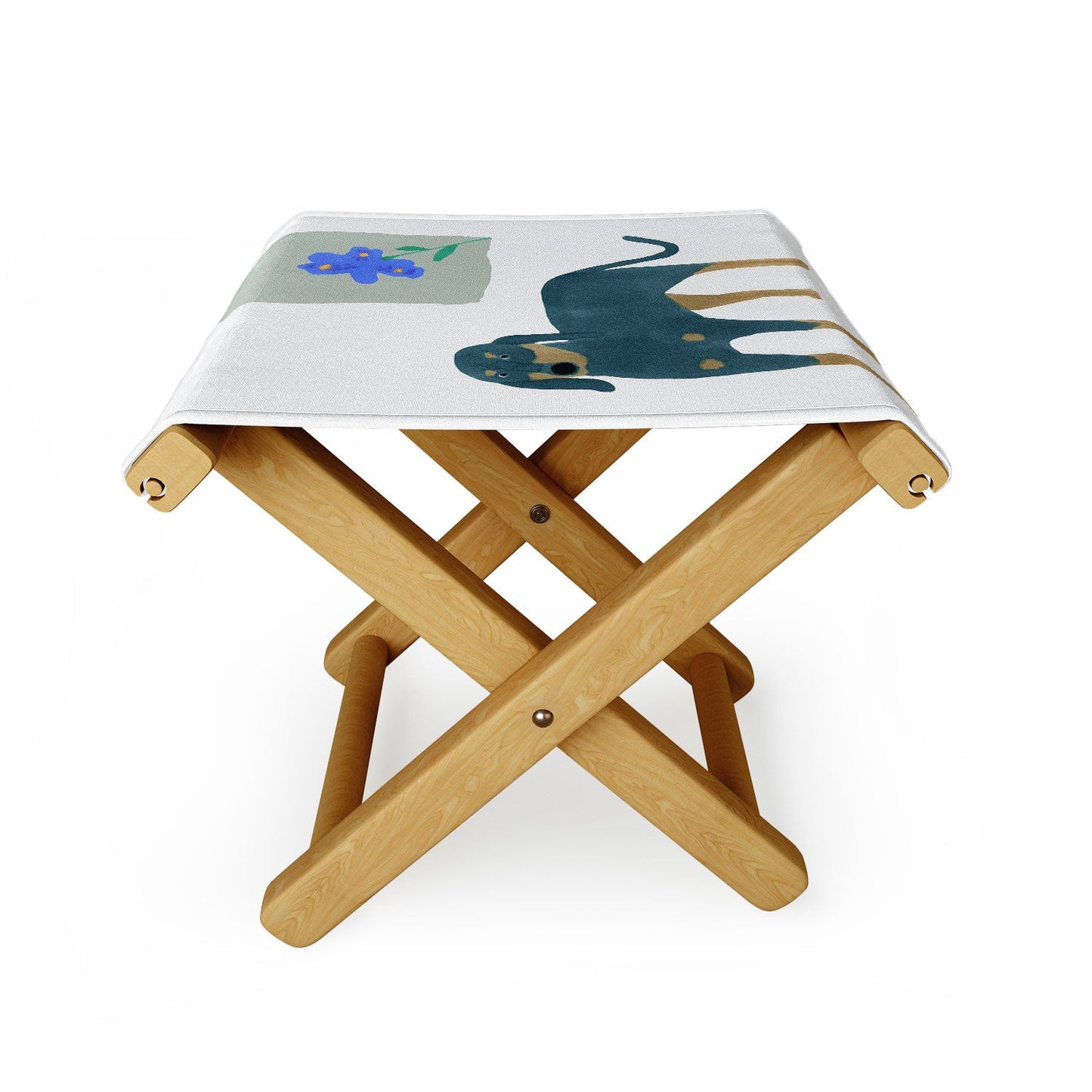 norarikka Dog and a Mini HalfRound Window Folding Stool
