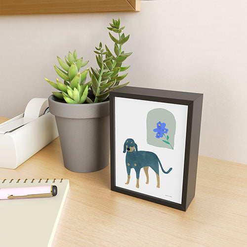 norarikka Dog and a Mini HalfRound Window Framed Mini Art Print