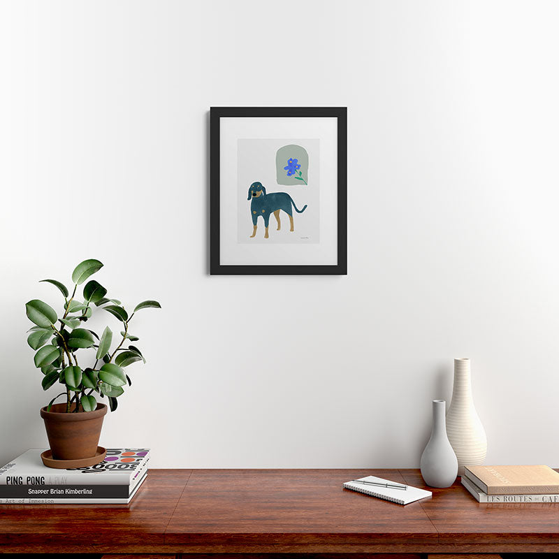 norarikka Dog and a Mini HalfRound Window Framed Art Print