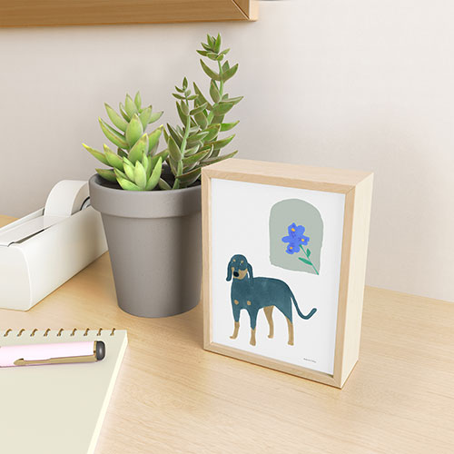 norarikka Dog and a Mini HalfRound Window Framed Mini Art Print