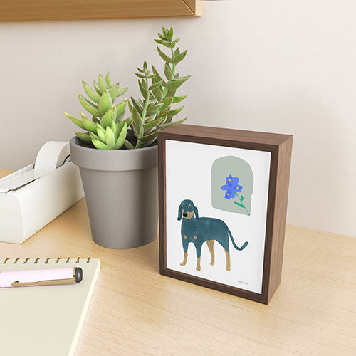 norarikka Dog and a Mini HalfRound Window Framed Mini Art Print