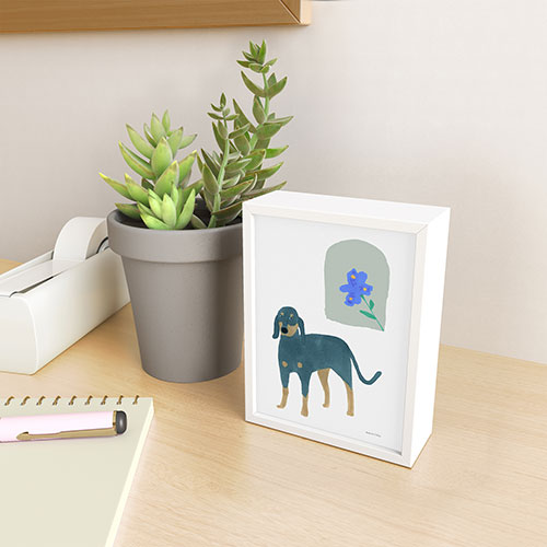 norarikka Dog and a Mini HalfRound Window Framed Mini Art Print