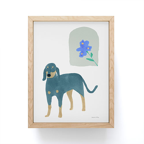 norarikka Dog and a Mini HalfRound Window Framed Mini Art Print