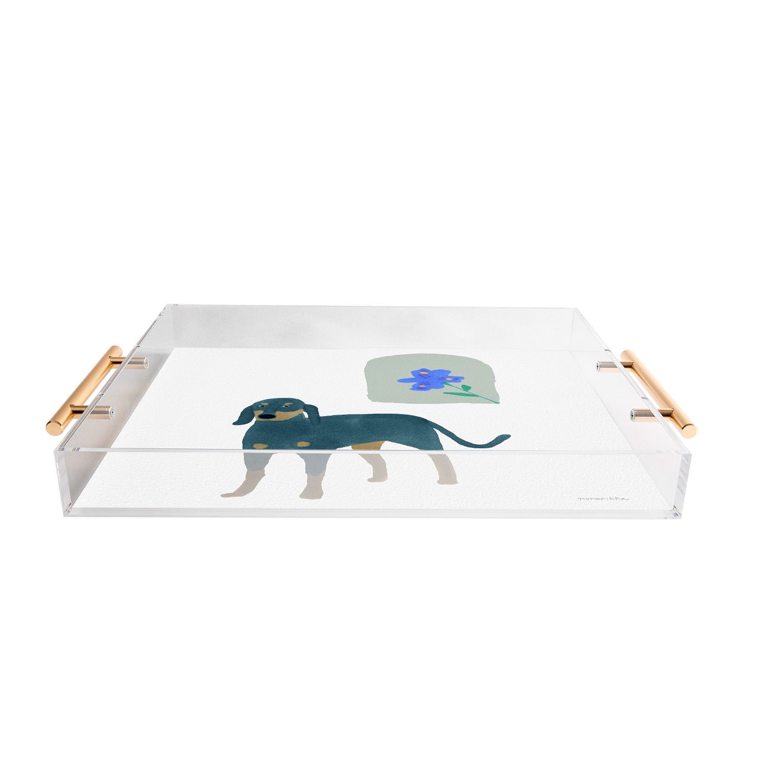 norarikka Dog and a Mini HalfRound Window Acrylic Tray