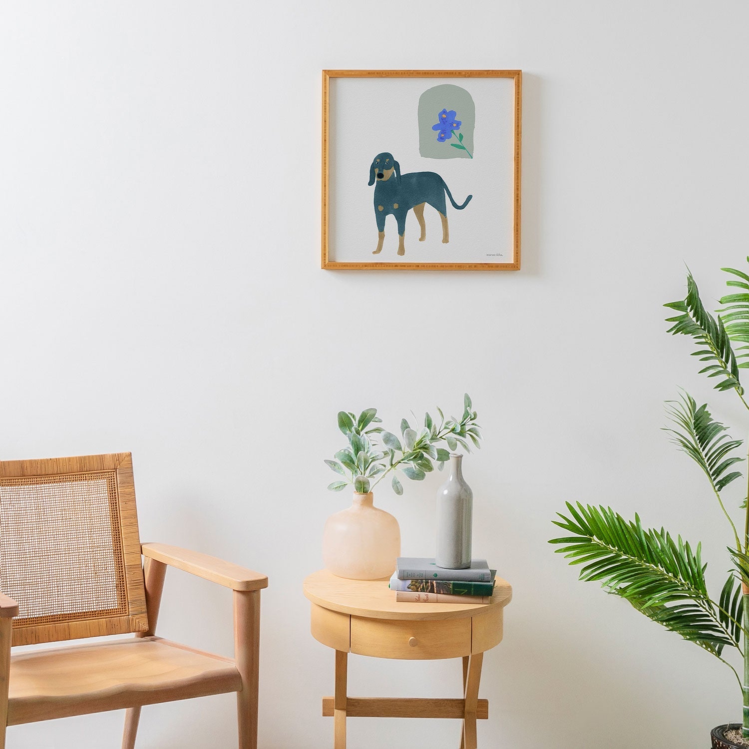 norarikka Dog and a Mini HalfRound Window Framed Wall Art