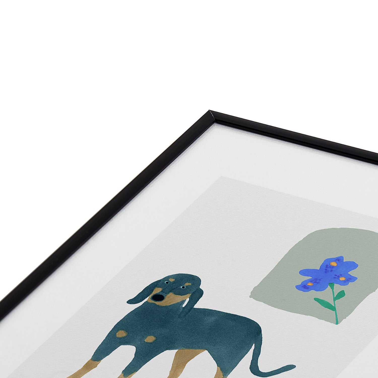 norarikka Dog and a Mini HalfRound Window Metal Framed Art Print