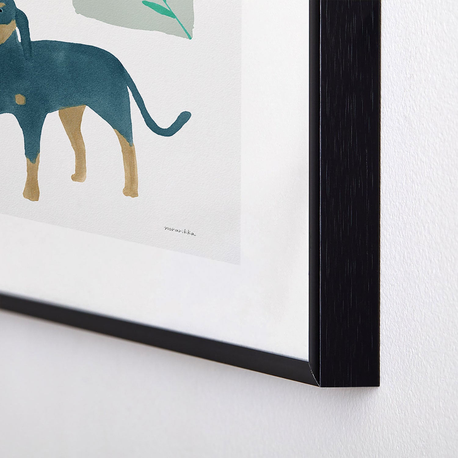 norarikka Dog and a Mini HalfRound Window Metal Framed Art Print