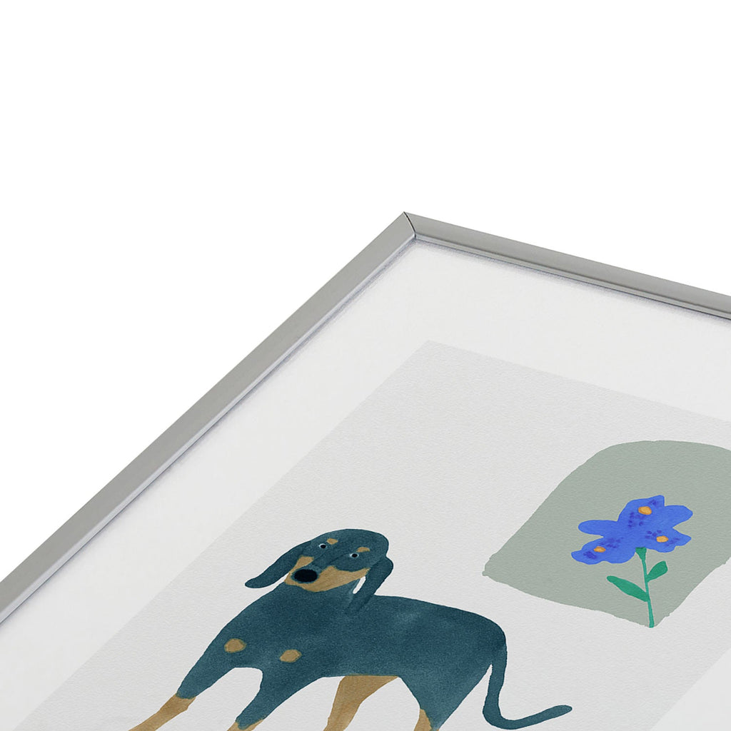 norarikka Dog and a Mini HalfRound Window Metal Framed Art Print
