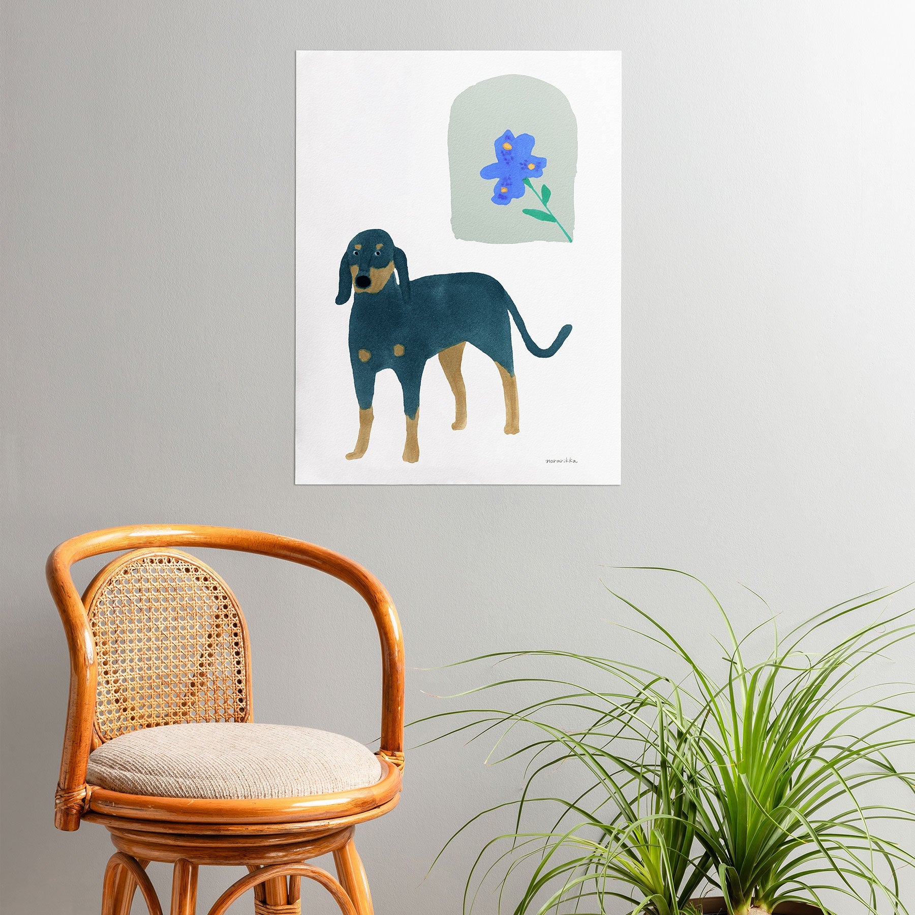 norarikka Dog and a Mini HalfRound Window Poster