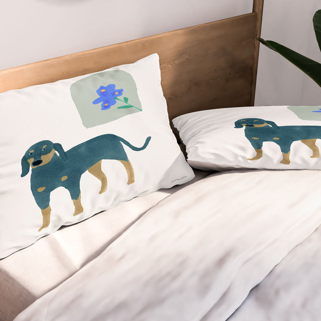norarikka Dog and a Mini HalfRound Window Pillow Shams