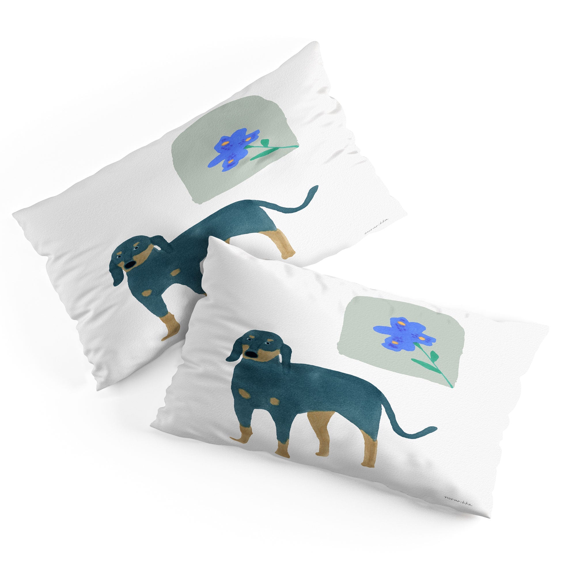 norarikka Dog and a Mini HalfRound Window Pillow Shams