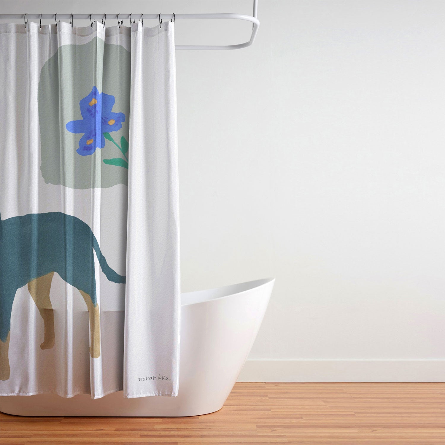 norarikka Dog and a Mini HalfRound Window Shower Curtain