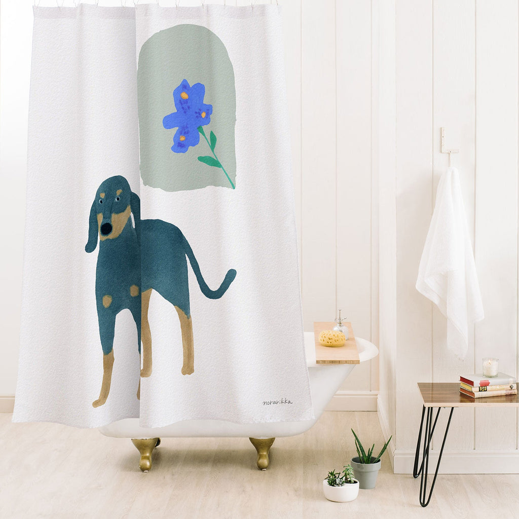 norarikka Dog and a Mini HalfRound Window Shower Curtain