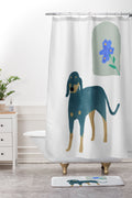 norarikka Dog and a Mini HalfRound Window Shower Curtain And Mat