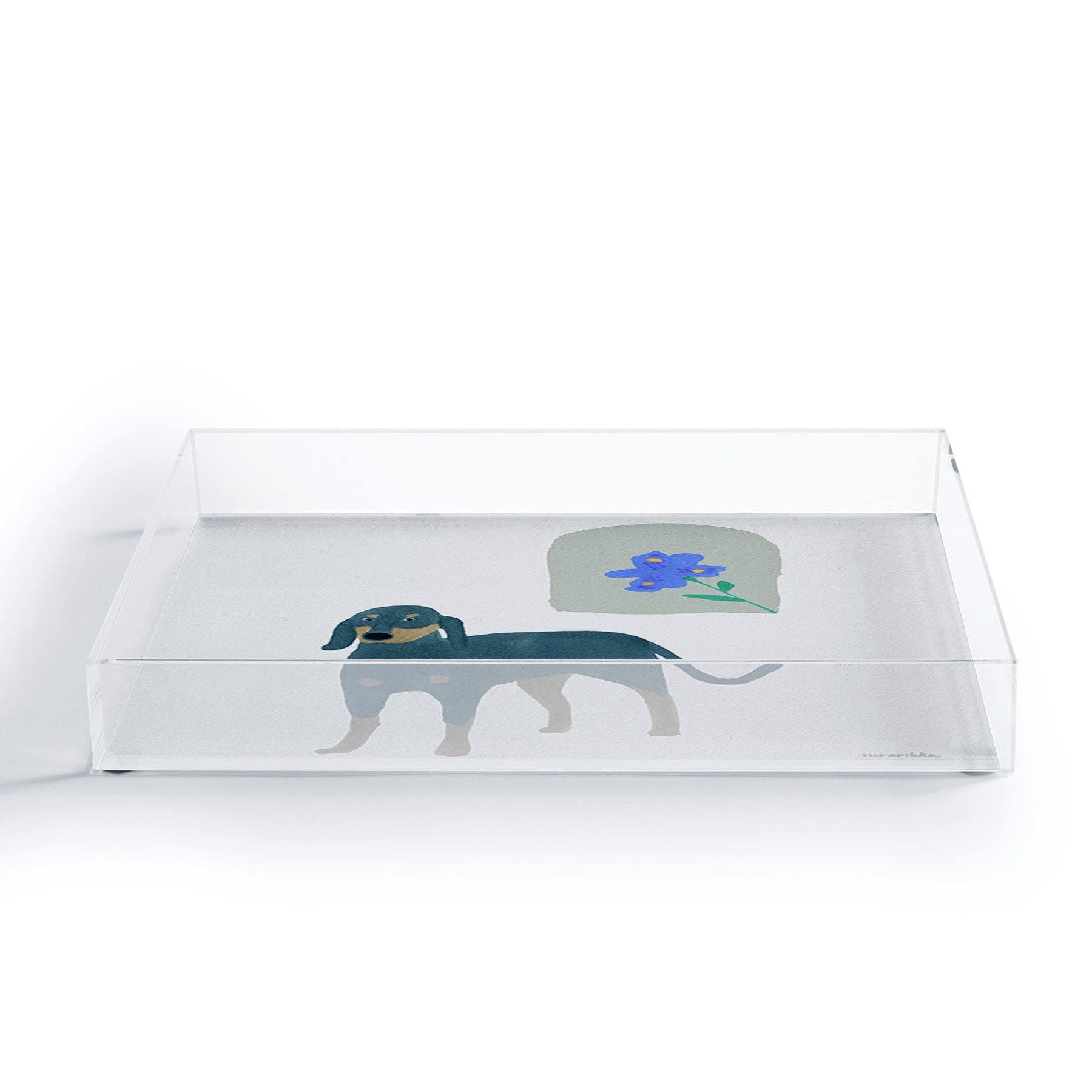 norarikka Dog and a Mini HalfRound Window Acrylic Tray