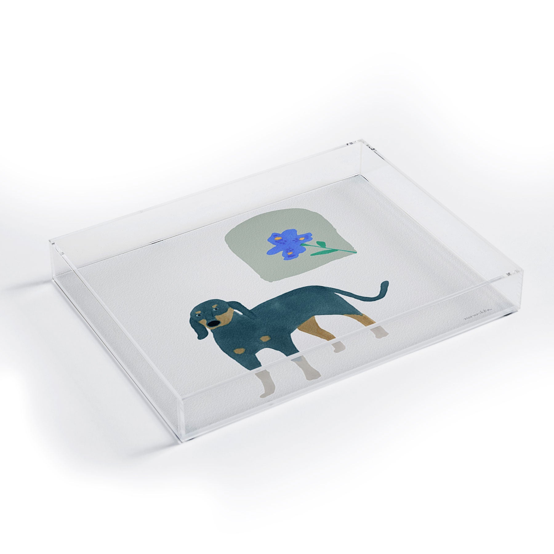 norarikka Dog and a Mini HalfRound Window Acrylic Tray