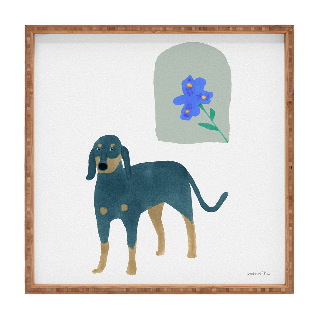 norarikka Dog and a Mini HalfRound Window Square Tray