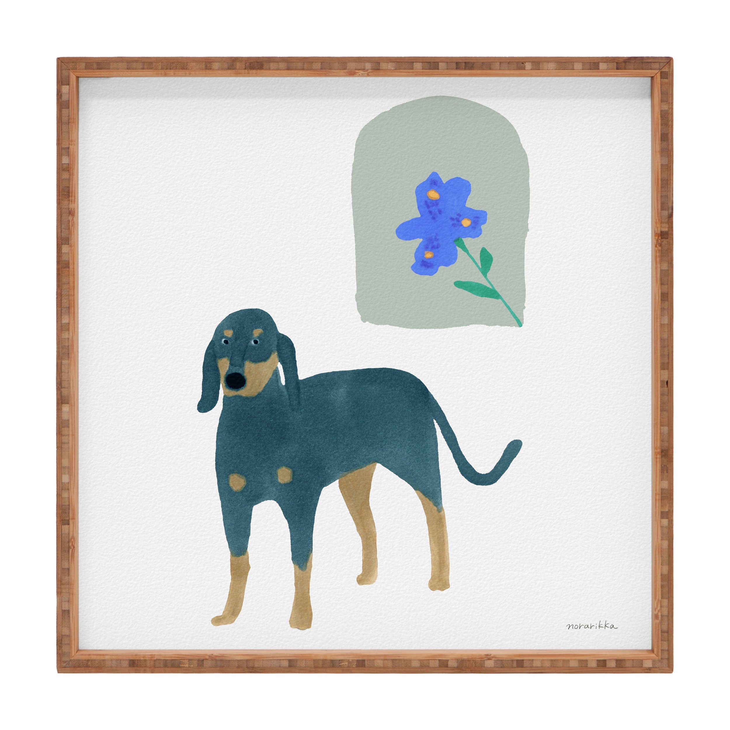 norarikka Dog and a Mini HalfRound Window Square Tray