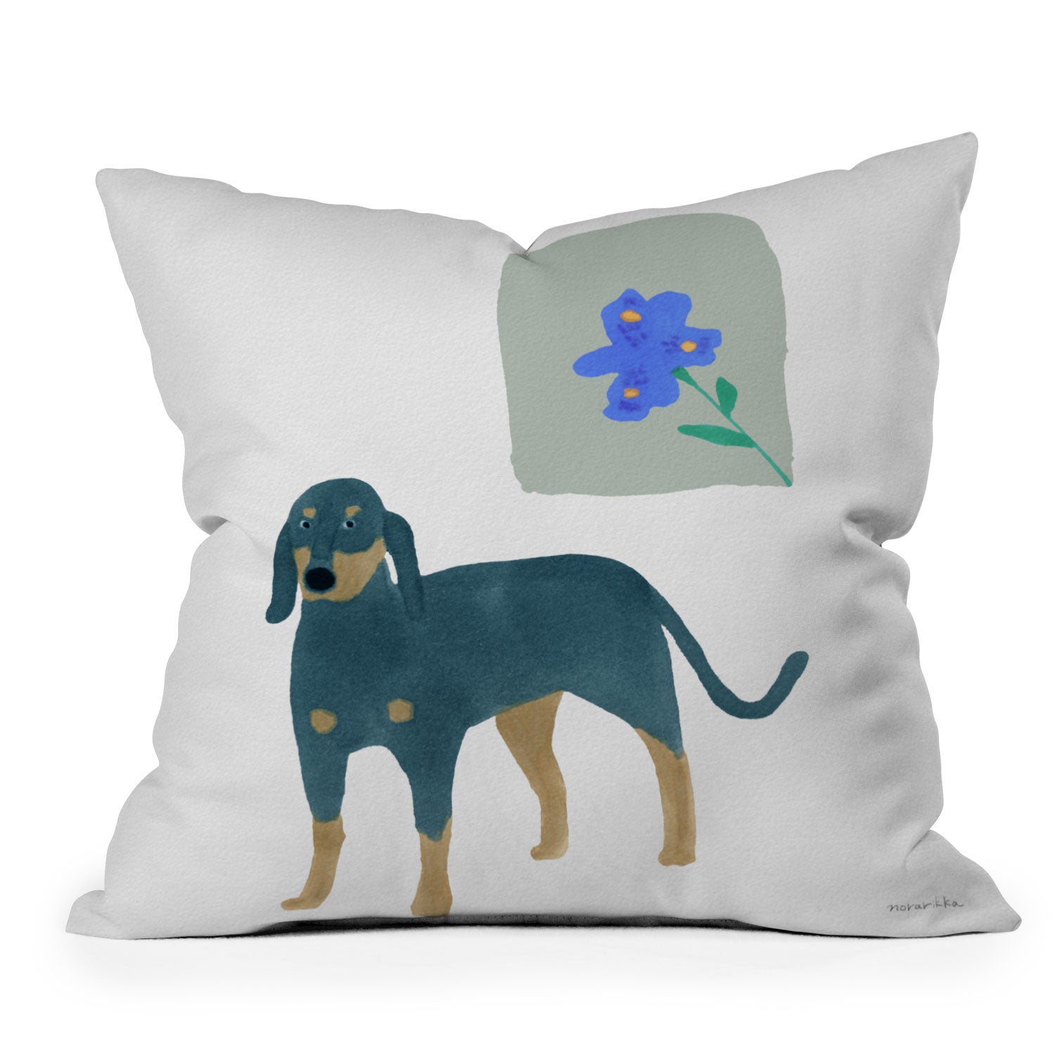 norarikka Dog and a Mini HalfRound Window Outdoor Throw Pillow