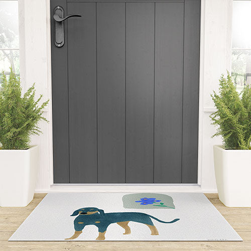 norarikka Dog and a Mini HalfRound Window Welcome Mat