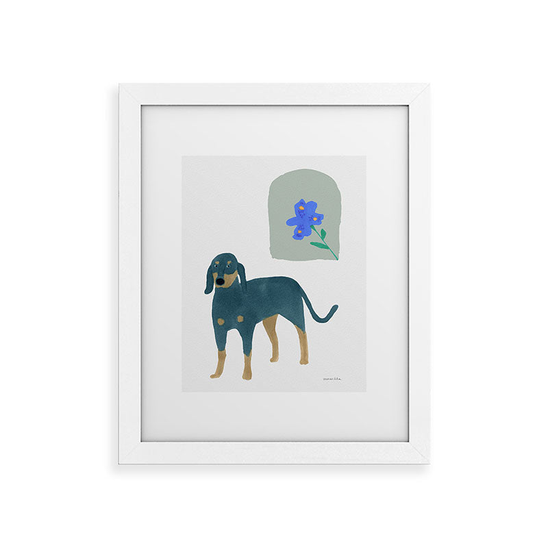 norarikka Dog and a Mini HalfRound Window Framed Art Print