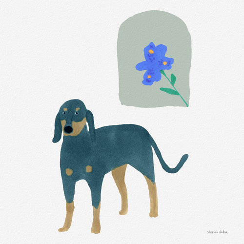 norarikka Dog and a Mini HalfRound Window Shower Curtain