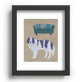 norarikka Dog and a Sofa Purple and Beige Recessed Framing Rectangle