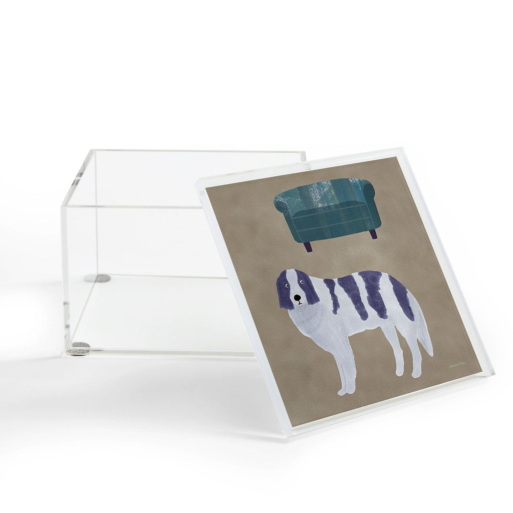 norarikka Dog and a Sofa Purple and Beige Acrylic Box
