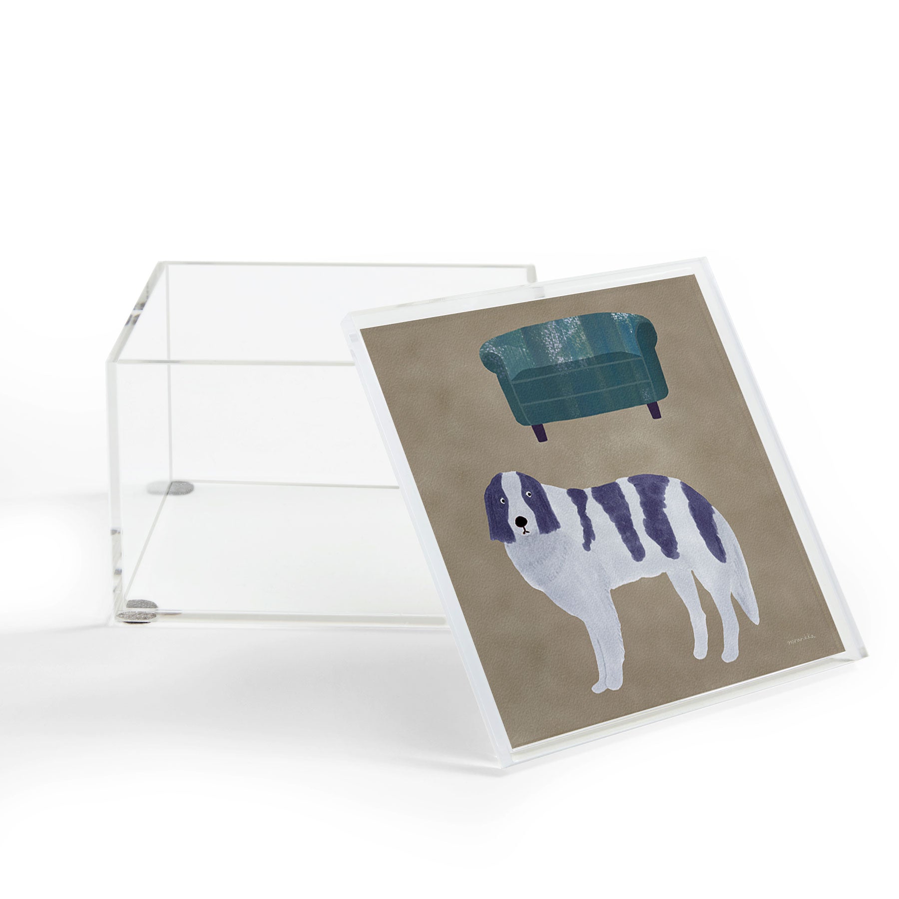 norarikka Dog and a Sofa Purple and Beige Acrylic Box