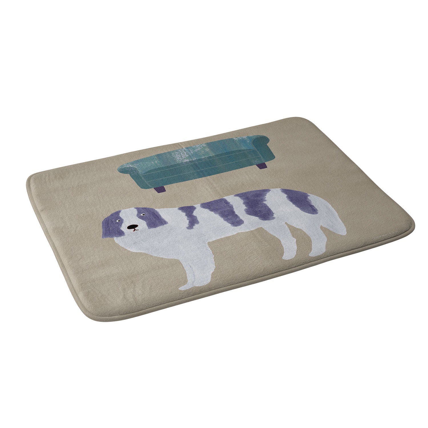 norarikka Dog and a Sofa Purple and Beige Memory Foam Bath Mat