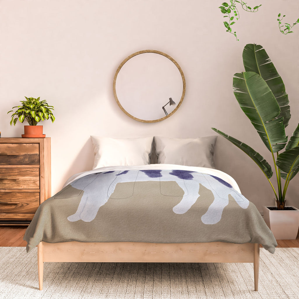 norarikka Dog and a Sofa Purple and Beige Comforter