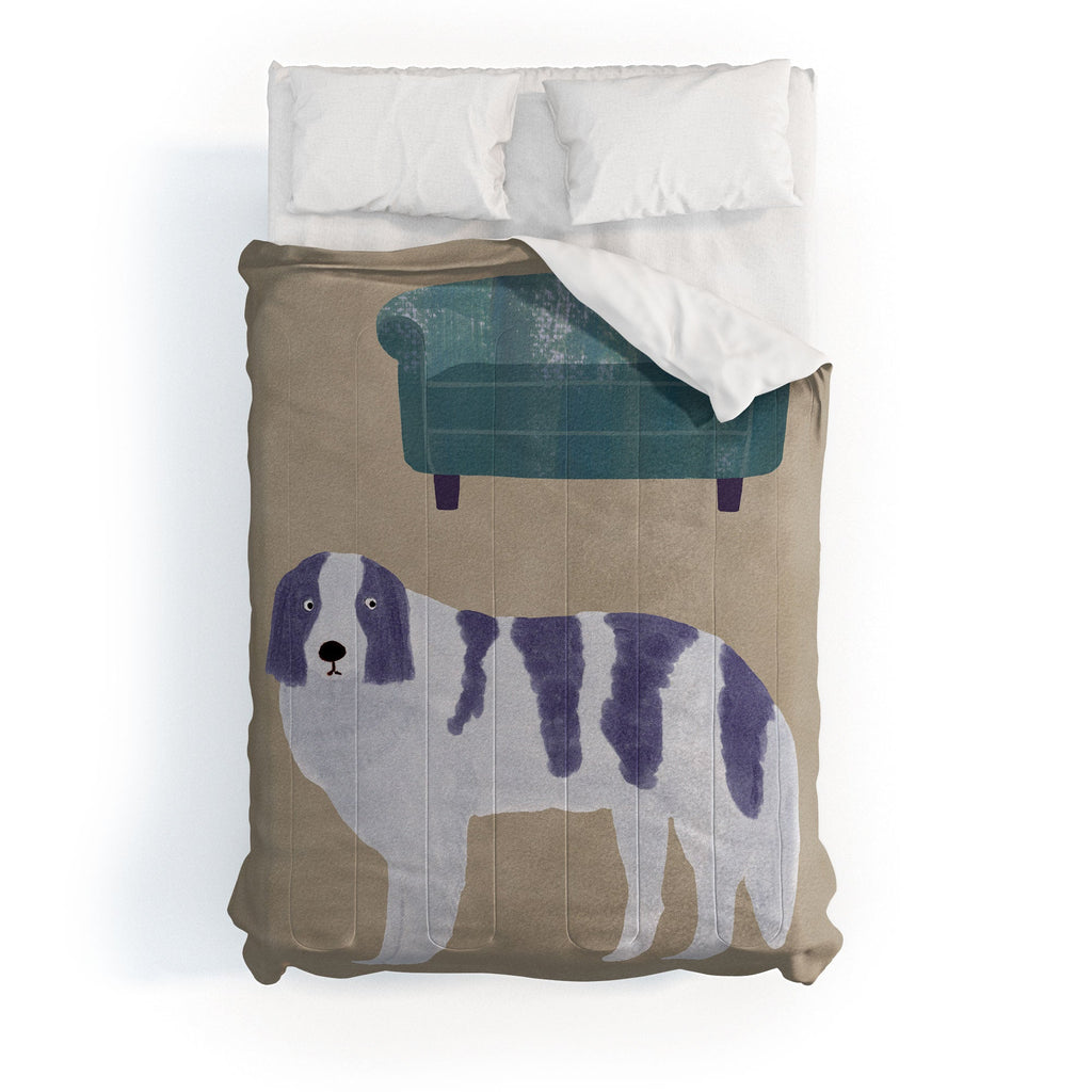 norarikka Dog and a Sofa Purple and Beige Comforter