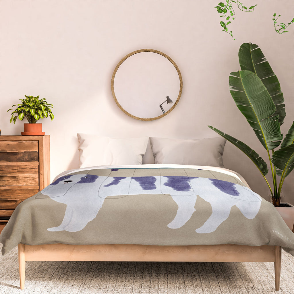 norarikka Dog and a Sofa Purple and Beige Comforter