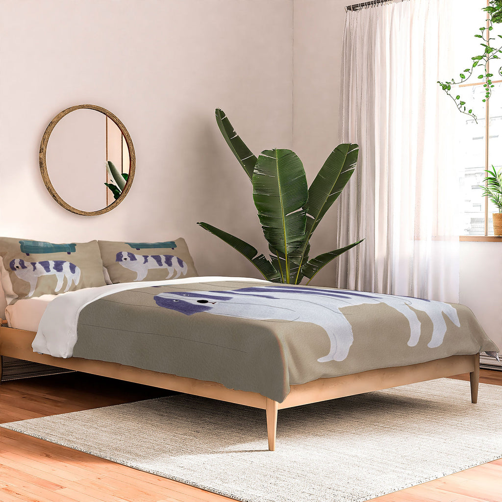 norarikka Dog and a Sofa Purple and Beige Comforter