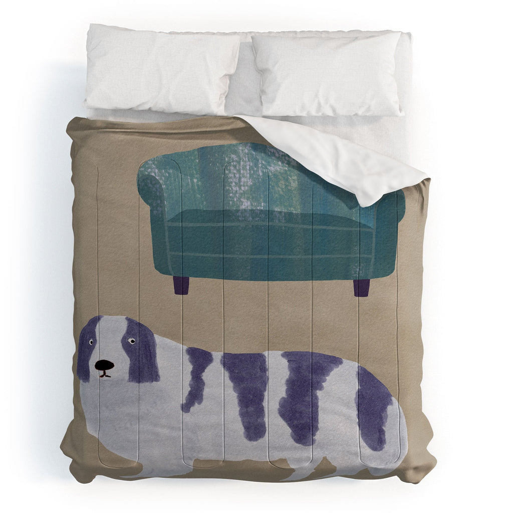 norarikka Dog and a Sofa Purple and Beige Comforter