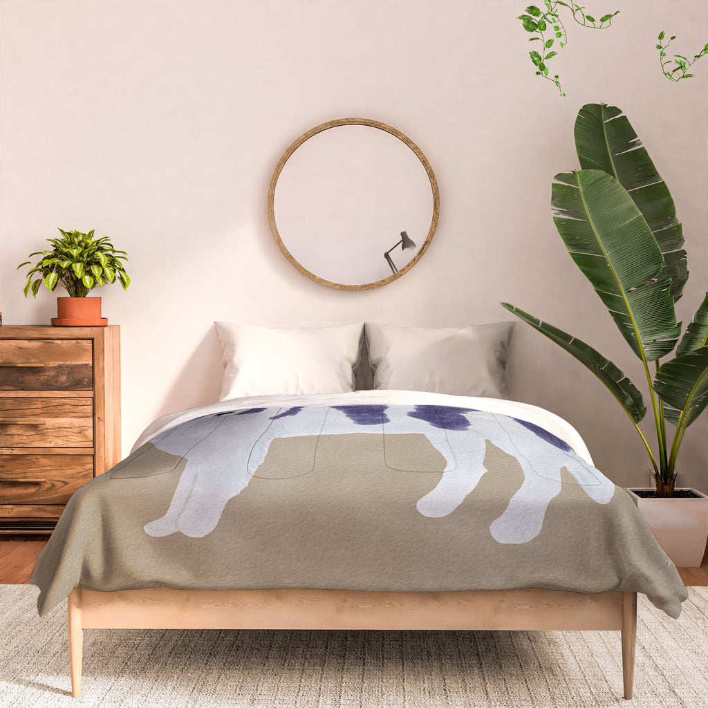 norarikka Dog and a Sofa Purple and Beige Comforter
