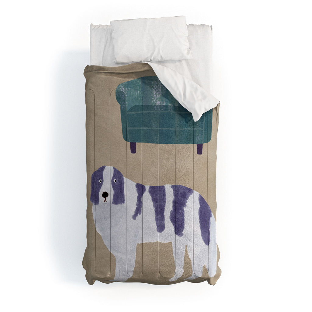 norarikka Dog and a Sofa Purple and Beige Comforter