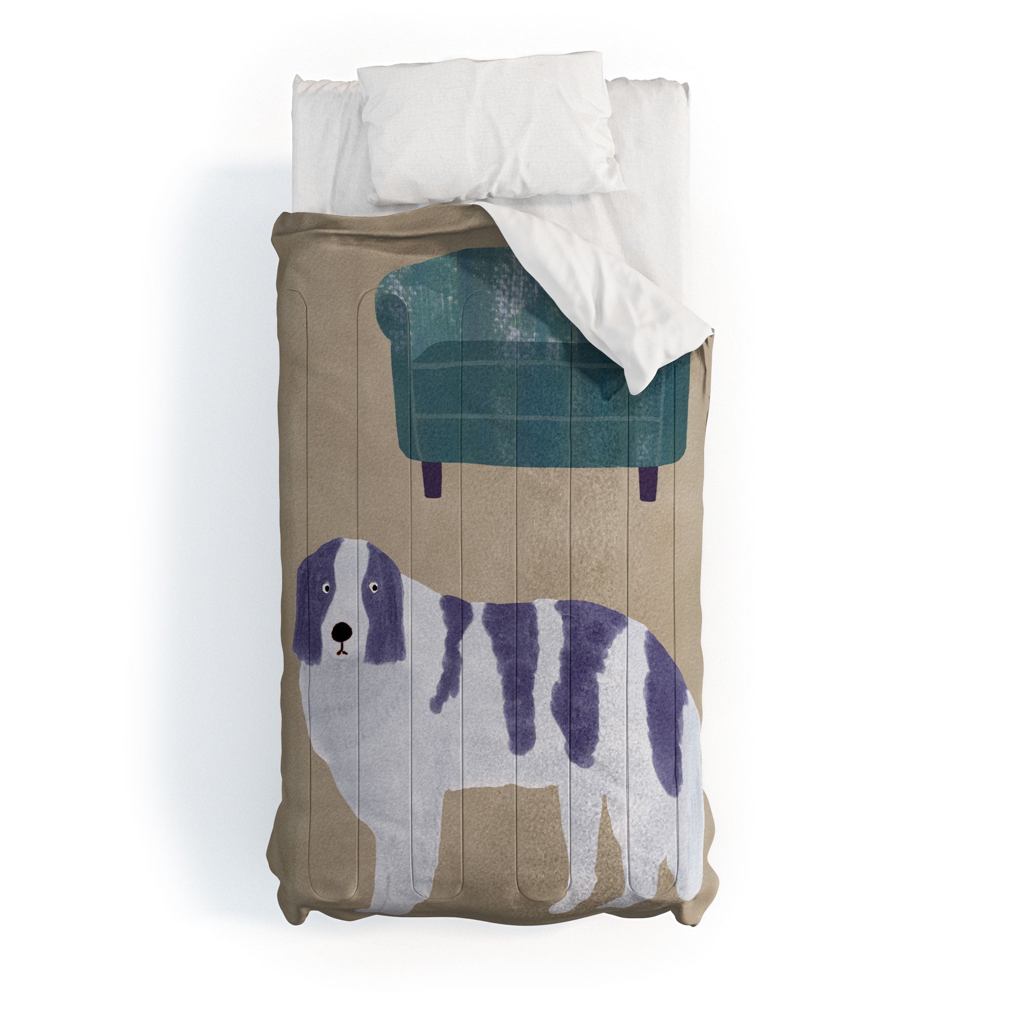 norarikka Dog and a Sofa Purple and Beige Comforter