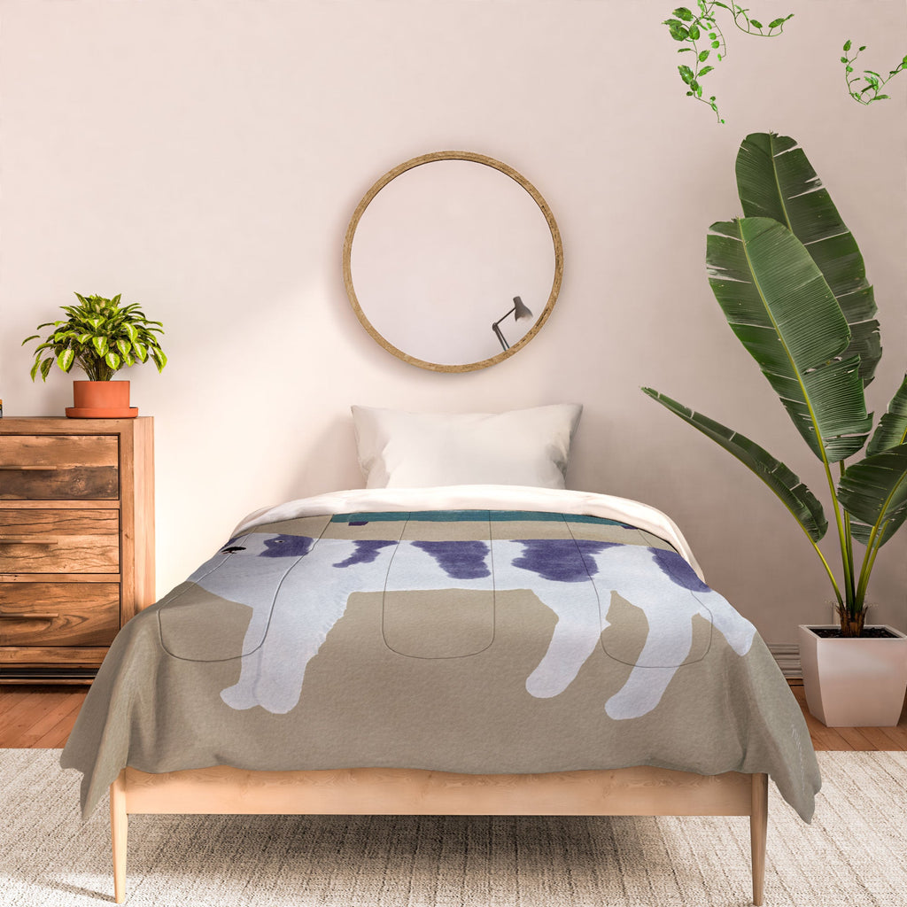 norarikka Dog and a Sofa Purple and Beige Comforter