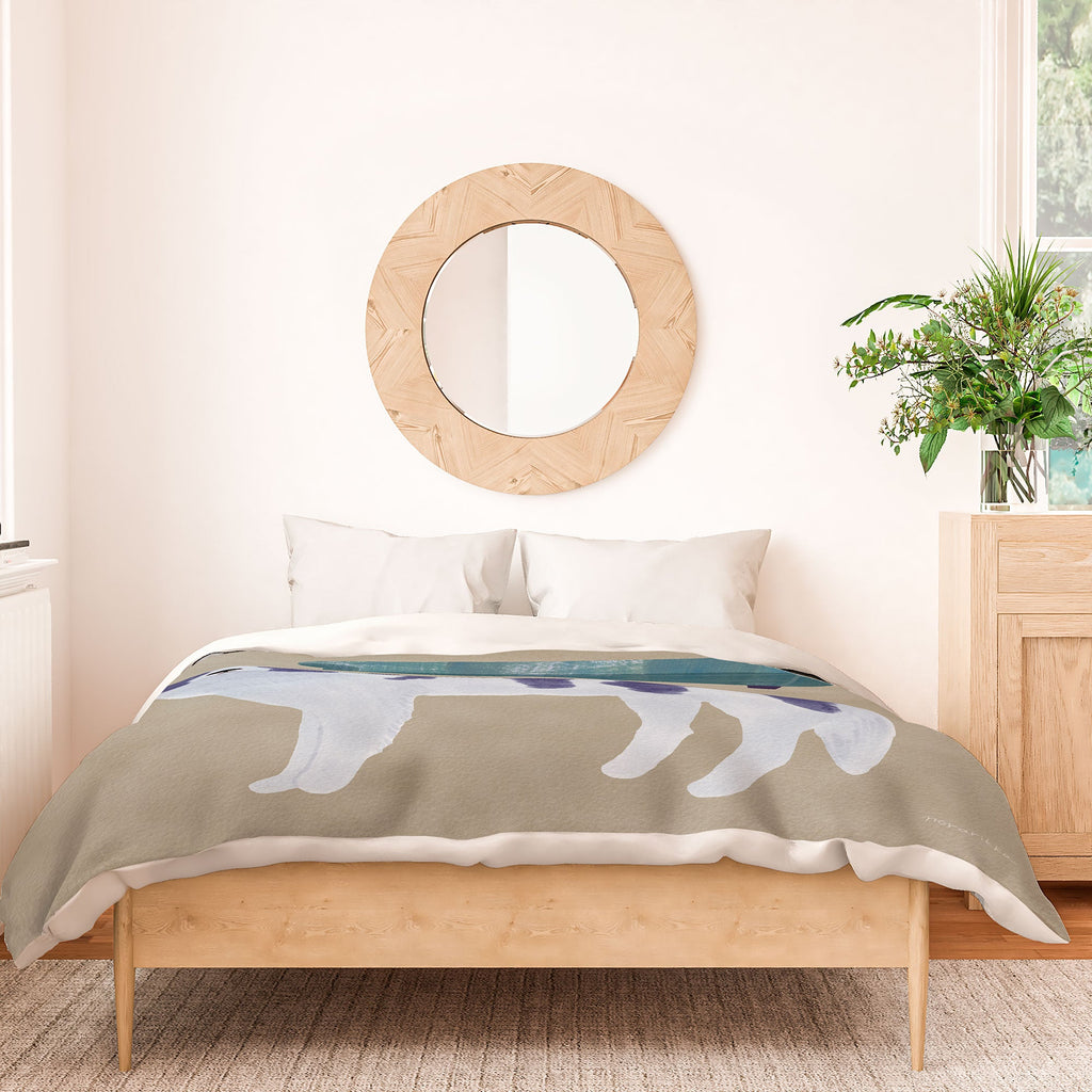 norarikka Dog and a Sofa Purple and Beige Duvet Cover