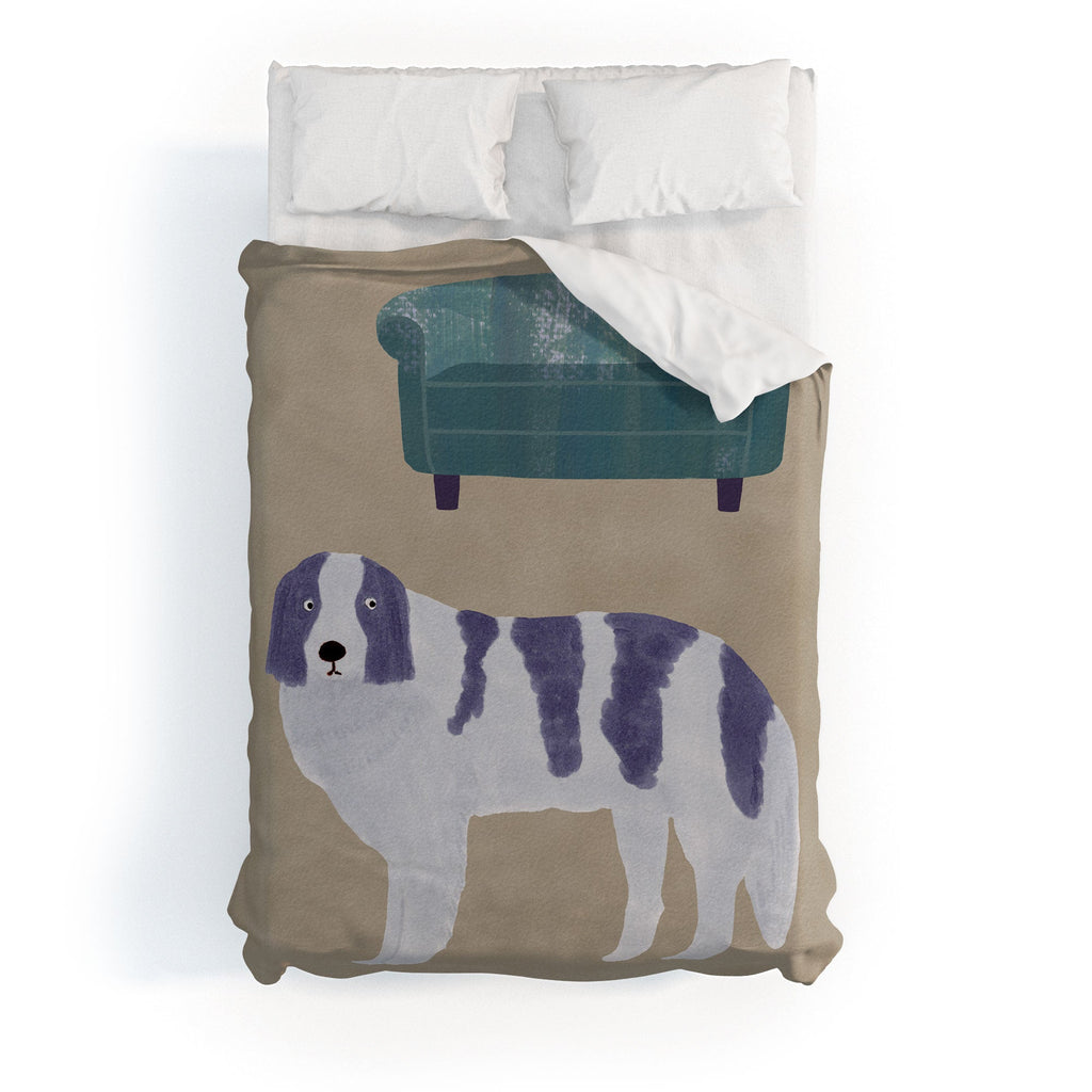 norarikka Dog and a Sofa Purple and Beige Duvet Cover