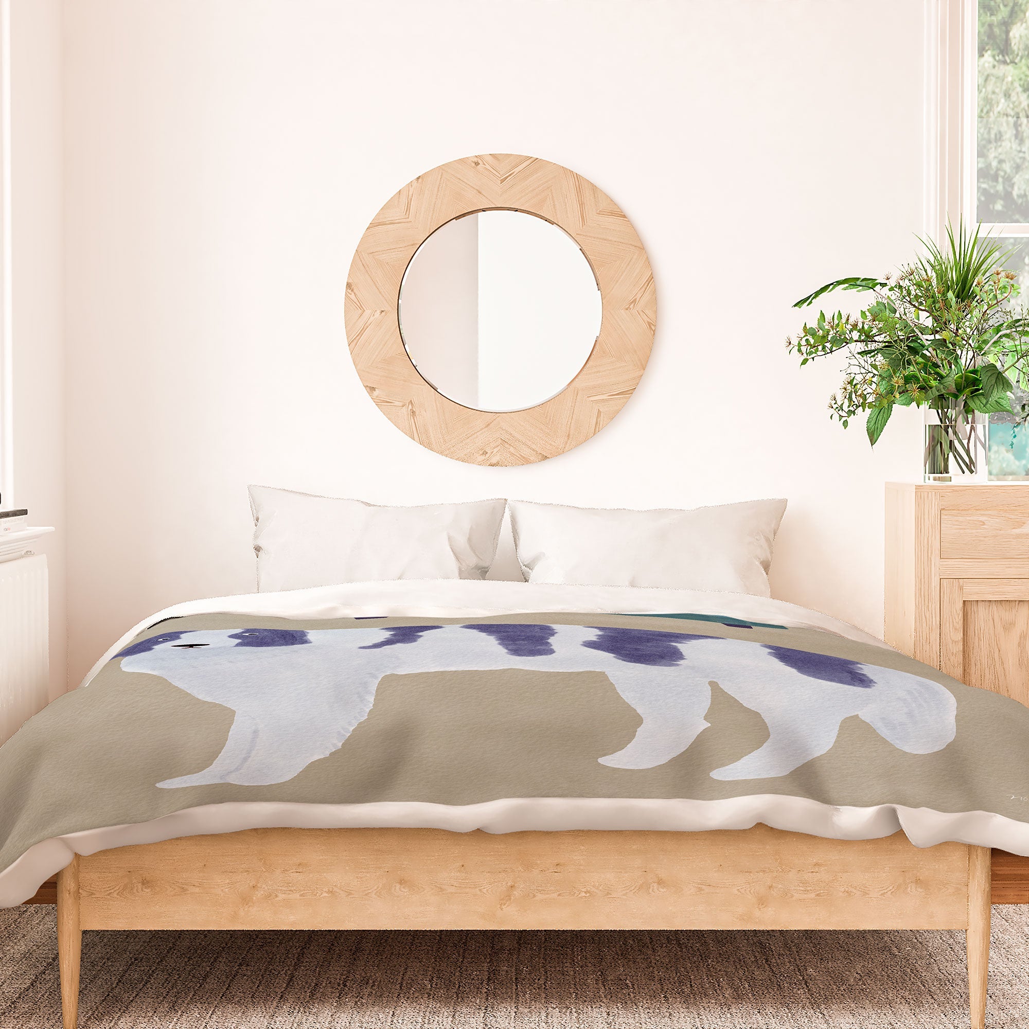 norarikka Dog and a Sofa Purple and Beige Duvet Cover