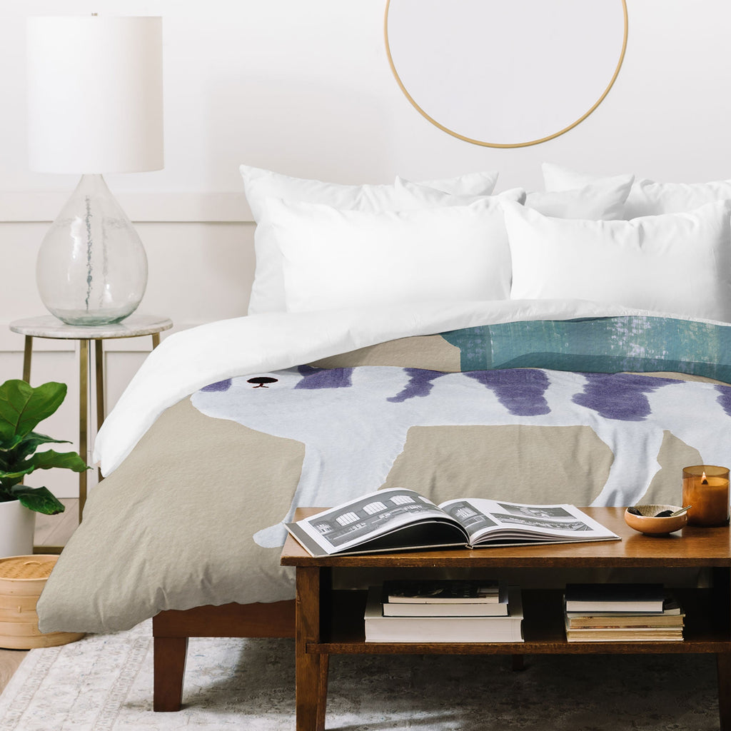 norarikka Dog and a Sofa Purple and Beige Duvet Cover