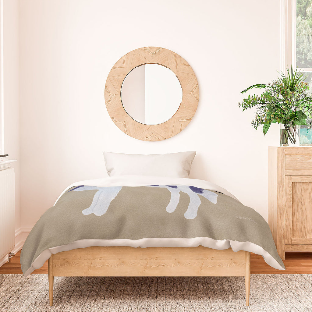 norarikka Dog and a Sofa Purple and Beige Duvet Cover