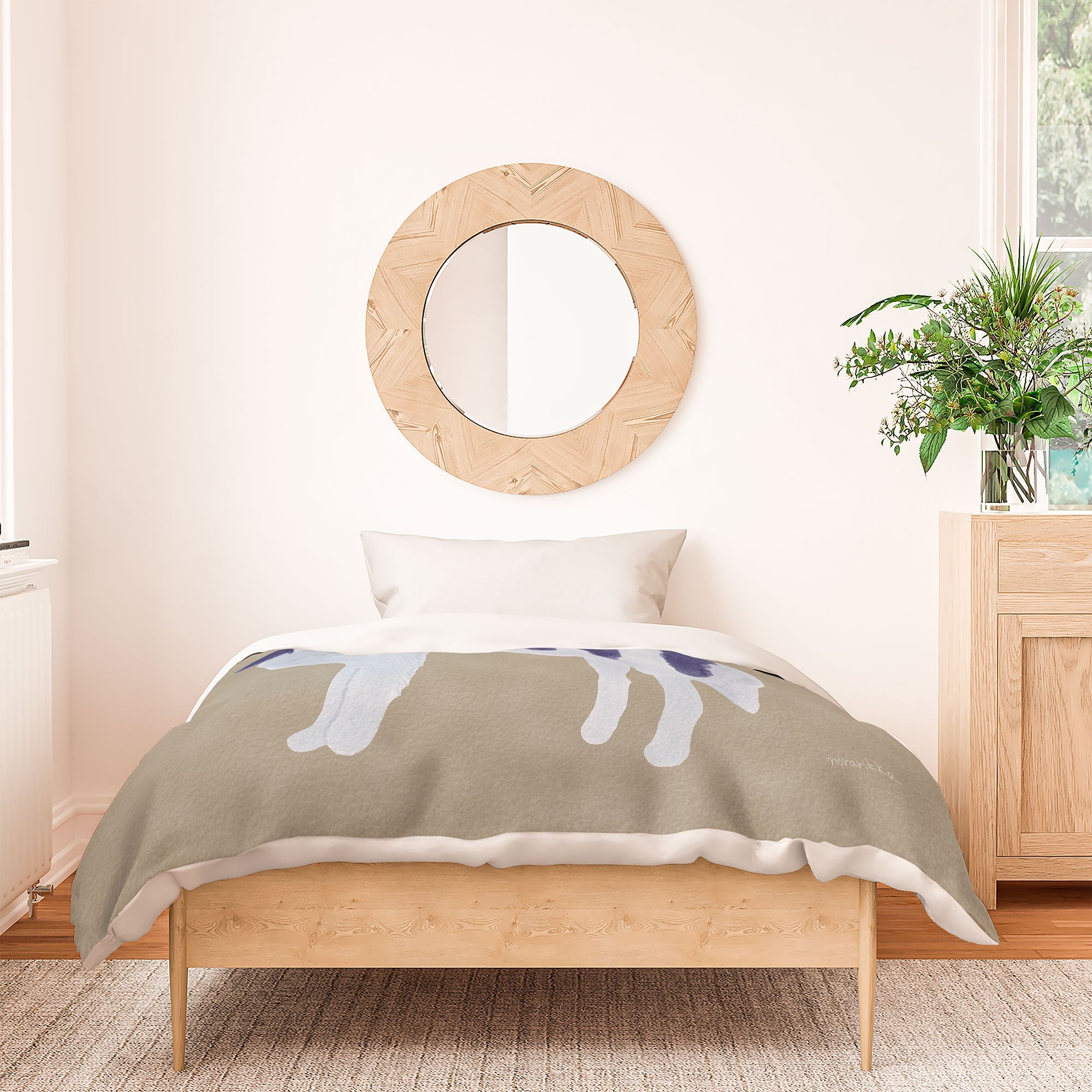 norarikka Dog and a Sofa Purple and Beige Duvet Cover