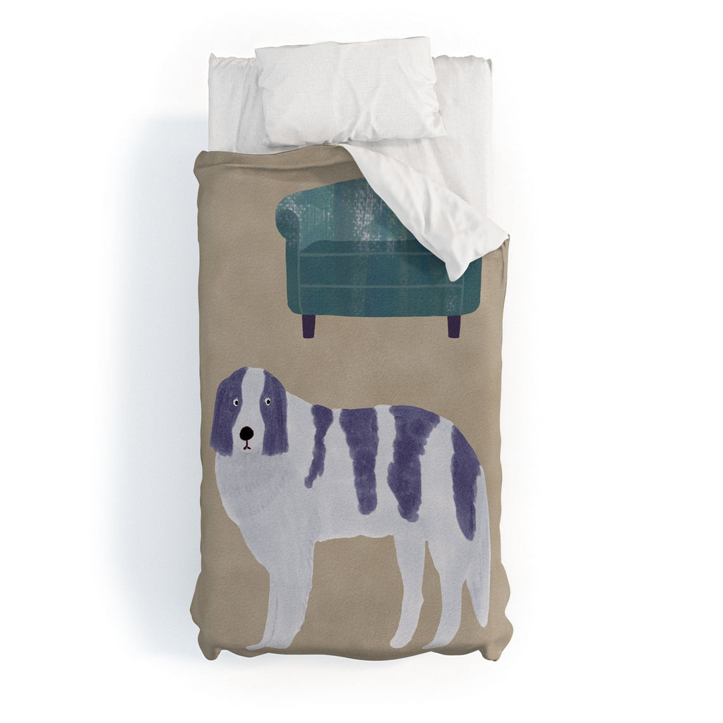 norarikka Dog and a Sofa Purple and Beige Duvet Cover
