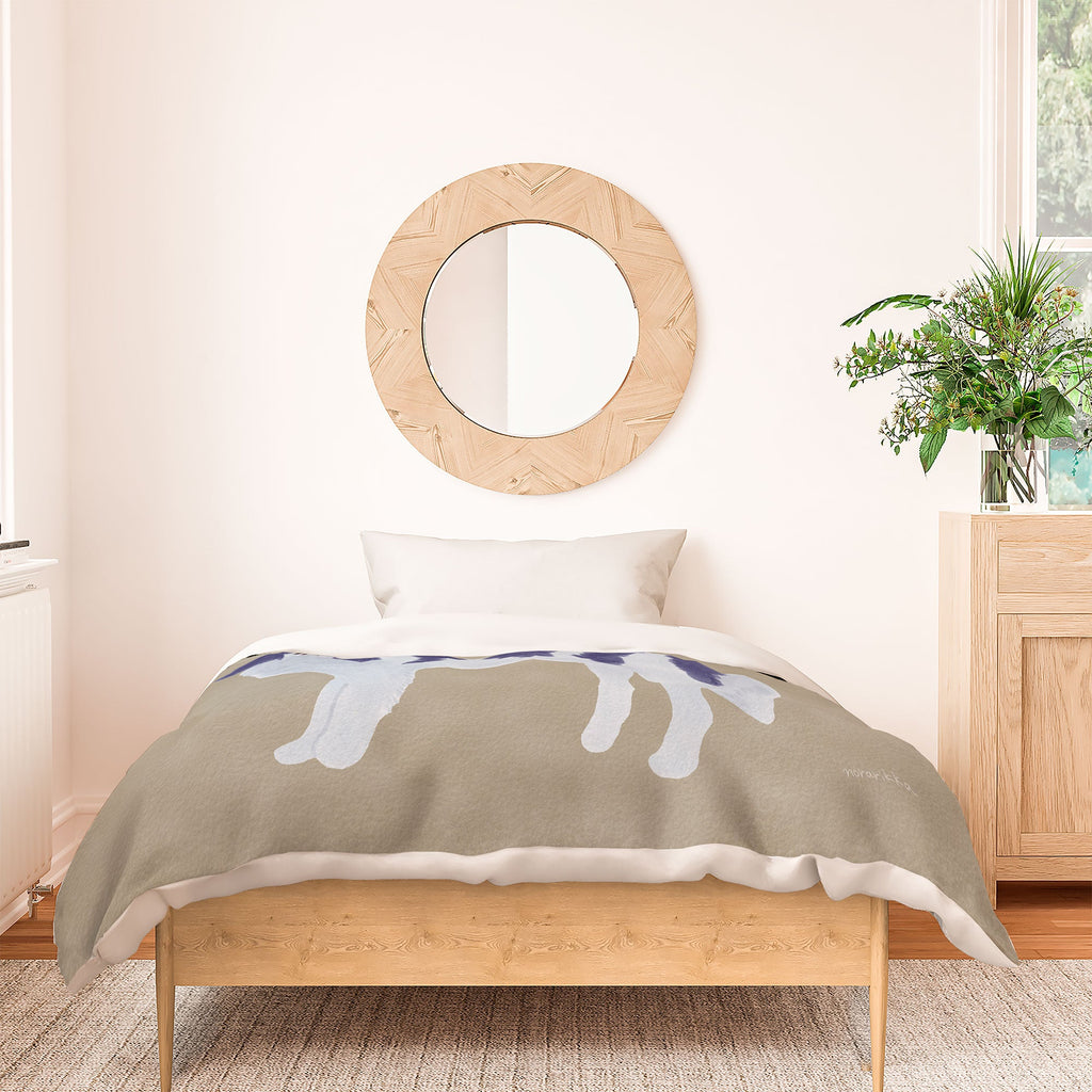 norarikka Dog and a Sofa Purple and Beige Duvet Cover