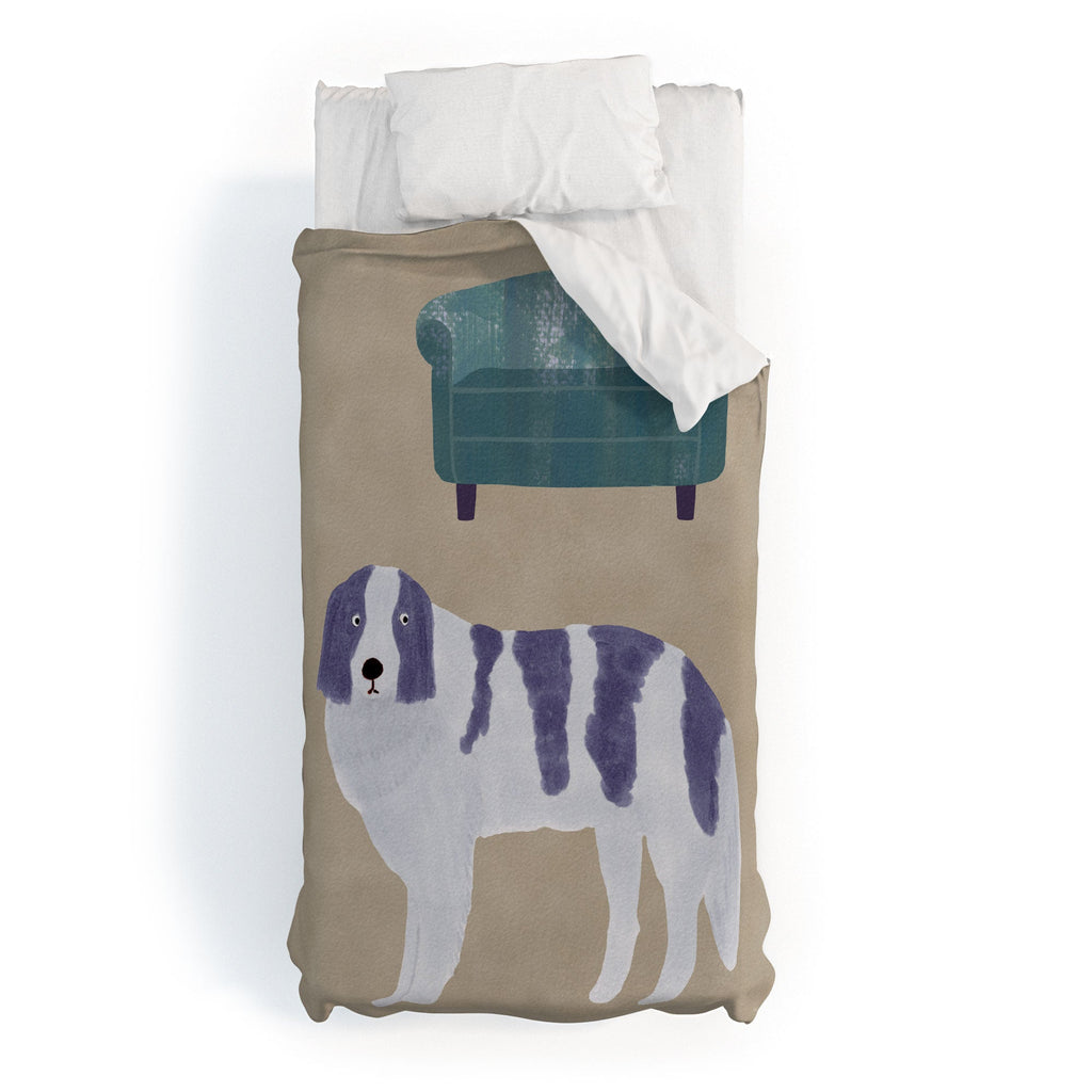 norarikka Dog and a Sofa Purple and Beige Duvet Cover