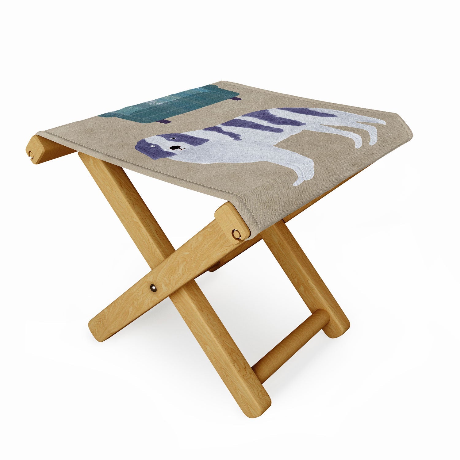 norarikka Dog and a Sofa Purple and Beige Folding Stool