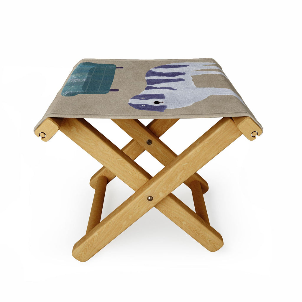 norarikka Dog and a Sofa Purple and Beige Folding Stool